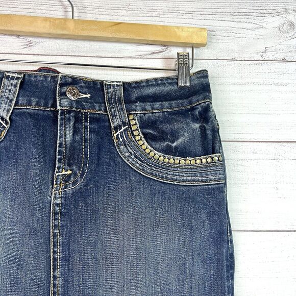 Von Dutch Denim Jean Stud Y2K Skirt Size L - Picture 5 of 12